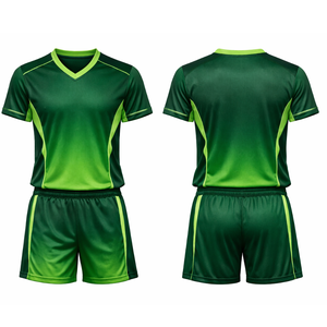 Uniforme de Voleibol Profesional Verde Lima Oscuro en Contraste, Sublimado, de Secado Rápido, con Cuello en V, Conjunto de Camiseta de Voleibol para Entrenamiento en Equipo - Product Image 1