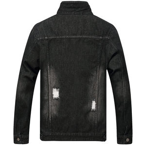 Veste en jean longue d'hiver pour homme sur mesure 100% coton Couleur noire Extensible avec une coupe confortable - Product Image 5