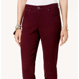 Jeans Skinny Boyfriend da Donna Style & Co High Street, Vestibilità Curvy, Denim Traspirante, Colore Vino, Taglia 4 con Decorazione a Bottoni - Product Image 2