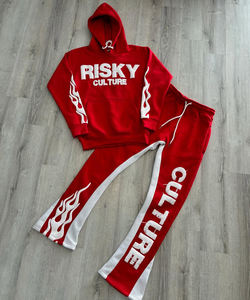 Survêtements à capuche personnalisés pour hommes, en molleton de coton respirant 380g, coupe ample, style urbain, entièrement imprimés en relief, haute qualité - Product Image 1