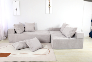 Nhà Máy Bán buôn <span class=keywords><strong>L</strong></span> hình cừu Modular mật độ cao vải to sợi xốp sàn sofa <span class=keywords><strong>couch</strong></span> với Chaise ghế sofa extendible - Product Image 3