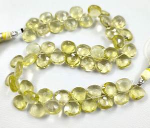 8-8,5mm Natural amarillo limón cuarzo corazón facetado Briolette cuentas 8,5 ''Strand piedras preciosas sueltas - Product Image 2