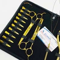 Kit de pinces à micro perles en acier inoxydable plaqué or pour extensions de cheveux Ciseaux de coupe de cheveux de barbier à boucle droite