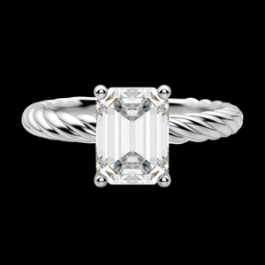Bague de fiançailles solitaire fidji en diamant taille émeraude pour femme - Product Image 6