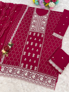 ผ้าจอร์เจตต์เทียมปักลายหนักประดับเลื่อม 3 มม. แขนเสื้อสำหรับชุดสตรีสำหรับงานปาร์ตี้ สำหรับชุดสلوار คามีซ - Product Image 5