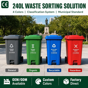 Contenedor de <span class=keywords><strong>Basura</strong></span> Comercial de 240L, Ecológico, de HDPE, con Ruedas, Tapas y Tapón de Drenaje, Resistente, para Interiores/Exteriores - Product Image 3