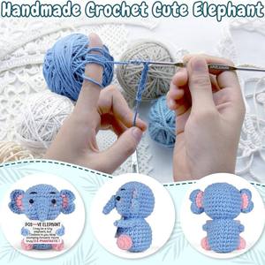 Muñeco de Elefante Azul Tejido a Crochet, Ideal para Decoración del Hogar u Oficina, Personalizable, Venta al Por Mayor, Directo de Fábrica - Product Image 3