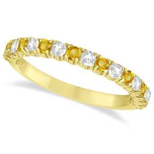 Anillo de Boda y Aniversario de Oro Amarillo de 14K con Banda de Diamantes Amarillos y Blancos de 0.75ct - Product Image 3