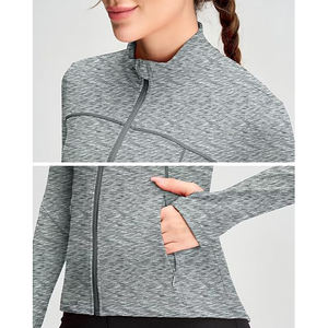 Vêtement de yoga, haut, veste zippée intégrale, femme, léger, extensible, entraînement athlétique, doux, confortable, mélange de nylon et de spandex - Product Image 3