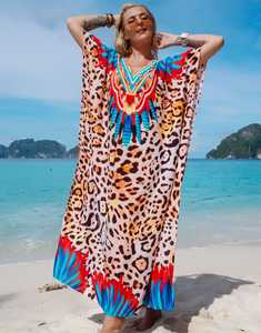 Vestidos caftán de diseñador holgados transpirables Hippie verano ropa informal escote en V medias mangas impresión Digital encaje 6XL playa - Product Image 2