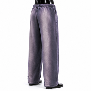 Pantalones Deportivos Personalizados para Hombre, Lavados con Ácido, de Pierna Ancha, Estilo Jogger, de Algodón Grueso - Product Image 5