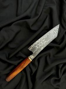 Couteau de cuisine professionnel fait à la main en acier au carbone avec manche en bois de rose de haute qualité - Product Image 6