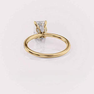 Luxury 14K White/Rose/Yellow Gold IGI Certified Lab Emerald Cut Diamond Ring with Accent Stones Rhodium Plated Ethnic Style - Product Image 4