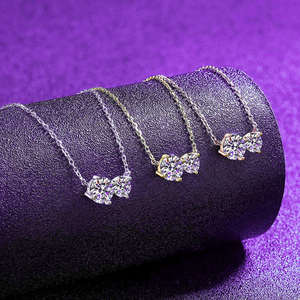 <b>Fashion</b> Trendy Toi Et Moi Moissanite <b>Chokers</b> Pendant <b>Necklace</b> VVS Brilliant Cut 1.50 CT 925 Sterling Silver Engagement Birthday - Product Image 2