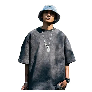 T-shirt surdimensionné personnalisé délavé à l'acide, streetwear pour hommes, épaules tombantes, coton lourd, tee-shirt vintage grunge à manches courtes - Product Image 1