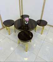 Table basse convertible de style moderne et luxueux en acier inoxydable, ensemble de salle à manger, pour la maison, le bureau, le bar, la cuisine, la chambre à coucher, usage domestique 2