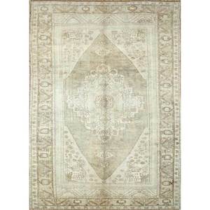 พรมขนสัตว์ถักมือสีเบจและสีน้ำตาล Nuray รุ่น Pae-1810 ขนาด 9x12 ฟุต ลายเหรียญตรา สำหรับตกแต่งห้องนั่งเล่น บ้าน และรถยนต์ - Product Image 1