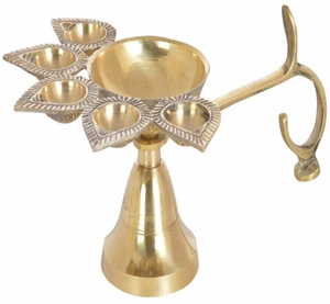 Pavo real latón Akhand Jyoti Diya conjunto con 5 Diya artesanías de Metal religioso directo de fábrica al por mayor para Puja - Product Image 3