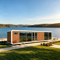Cabane en acier préfabriquée de couleur personnalisée, style moderne, pour glamping, mini-maisons