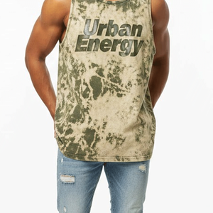 Débardeur Homme Vert Olive Urbain Énergétique avec Typographie, Style Décontracté Streetwear, en Spandex/Polyester, Séchage Rapide et Respirant - Product Image 4
