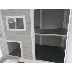 บ้านแมวไม้กลางแจ้งขนาดใหญ่หรูหรา พร้อมพื้นที่เล่นและพื้นที่นอน บรรจุในกล่อง - Product Image 4