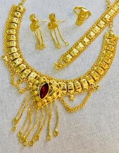 24K oro Dubai Vintage clásico perla flor broche pendientes collar aniversario moda joyería conjunto cobre joyería regalo - Product Image 2