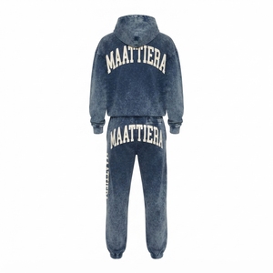 Custom Washed Oversized Hoodie and <b>Jogger</b> Sweatpants Set <b>Women</b> Cotton Fleece Streetwear Tracksuit OEM ODM - Product Image 3