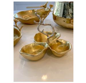 Modern Leaf Design Polished <b>Disposable</b> Metal Luxury Serving Bowl <b>Platter</b> Tray with Butterfly Stand-Custom Gift Bowl - Product Image 4