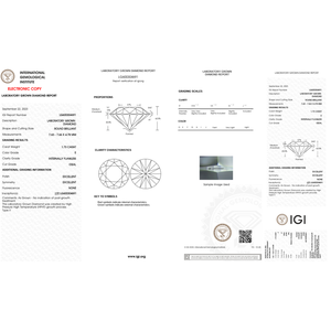 เพชรทรงกลม 1.73 กะรัต HPHT สี E ความสะอาดระดับ IF  ได้รับการรับรองจาก IGI เหมาะสำหรับทำเครื่องประดับ - Product Image 2