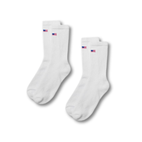 Chaussettes en coton blanc personnalisées JZVINA avec broderie drapeau américain pour hommes, usage quotidien, respirantes, résistantes aux déchirures, style tricoté