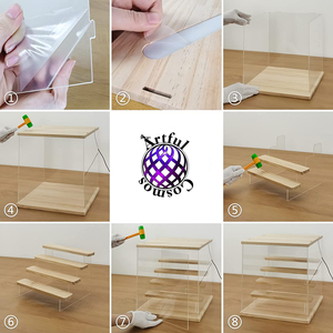 Vitrine en acrylique AC avec finition polie en bois contreplaqué transparente, boîte de rangement pour jouets, objets de collection, présentoir - Product Image 2