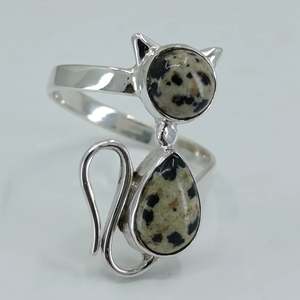 Anillo Romántico Boho con Piedra de Nacimiento de Marzo, Hecho a Mano en Plata de Ley 925 con Jaspe Dálmata, Regalo Perfecto para Ella en Cumpleaños o Aniversario - Product Image 6