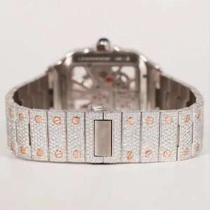 Reloj de Lujo de 41 mm, Totalmente Engastado con Moissanita VVV, Diamante GRA, Estilo Hip Hop, Movimiento de Cuarzo, Esfera Esqueletizada, Acero Inoxidable Cuadrado Envejecido - Product Image 5