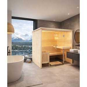 Spruce and Lime 5-Person Traditional Indoor <b>Sauna</b> Room with Glass Front <b>Home</b> Relaxation 1-Year Warranty - Product Image 2