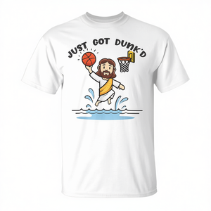 Maglietta promozionale con stampa: Appena ho fatto il slam dunk, battesmi con Gesù giocando a basket - Product Image 2