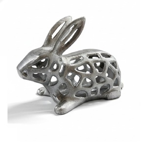 Sculpture en métal aluminium moderne, figurine de taureau géométrique, finition argentée, décoration abstraite d'animaux pour la maison et le bureau - Product Image 3