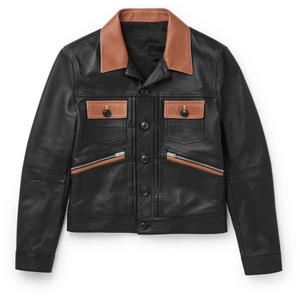 เสื้อแจ็คเก็ตหนังแกะแท้สำหรับผู้ชาย รุ่นใหม่ล่าสุด สไตล์นักแข่ง ดีไซน์ทันสมัย เนื้อผ้านุ่ม ป้องกันความหนาว ระบายอากาศได้ดี ทรงเข้ารูป - Product Image 1