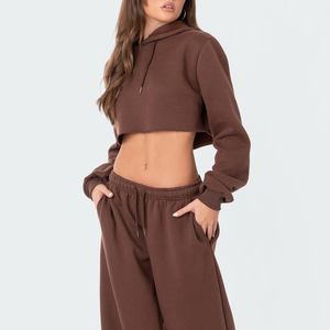 OEM Custom Gym Wear Cotton Fleece High Neck Ladies <b>Cropped</b> Half <b>Zip</b> <b>up</b> Hoodies Sexy Yoga Sport Crop Top Hoodie for Women - Product Image 4
