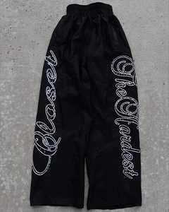 Wholesale Custom High Quality Lightweight Breathable Nylon <b>Fabric</b> Elastic Waist Gem Stones Pants Front Street Style Embroidered - Product Image 1