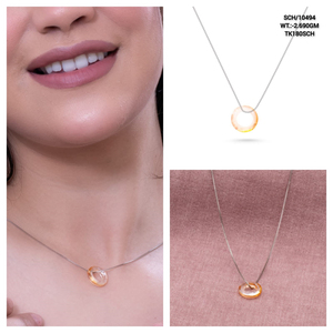 Regalo de Navidad Disco de cuarzo amarillo Piedra preciosa 925 Colgante de plata sólida con cadena de 18 "Collar de dama de honor de plata de estilo moderno - Product Image 2