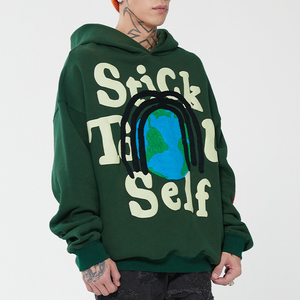 2024 unisexe polaire pull à capuche 100% coton surdimensionné 3D en relief bouffée impression personnalisée hommes femmes à capuche col fermeture éclair conception - Product Image 5