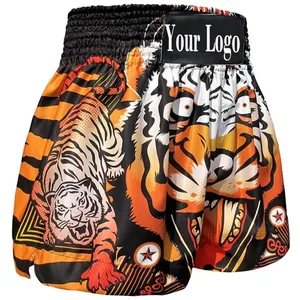 2025 Tiger MMA Shorts Logo personnalisé sublimé Muay Thai vêtements d'entraînement en gros Arts martiaux porter hommes boxe combat MMA Shorts - Product Image 4