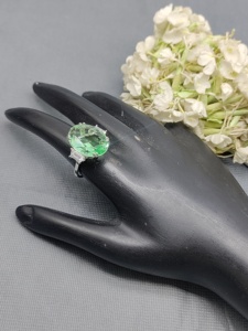 แหวนนิ้วทองเหลืองคลาสสิกชุบโรเดียมประดับเพทาย SKU-5965 E4 - Product Image 4