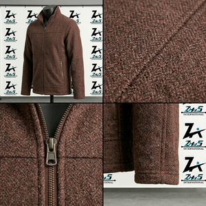 Veste en laine polaire marron pour homme, col montant, fermeture éclair, style décontracté, coupe classique, tricotée en laine, couleur unie, pour l'automne - Product Image 5