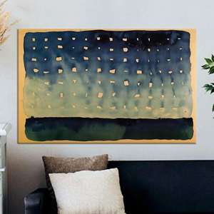 Modern Abstract Night Sky Canvas - Printed Minimal Watercolor Art,<b>WRAPPED</b> CANVAS - Product Image 1