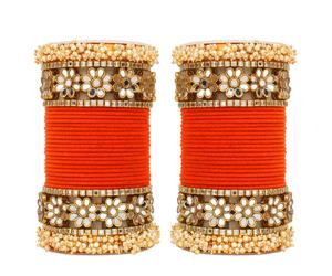 Bridal Velvet Bangles with Golden Work Bangle for Women Delicate Cuff Bangle Bracelet <b>Jewelry</b> at Wholesale Rate - Product Image 5