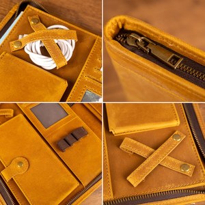 Xách Tay Chuyên Nghiệp danh mục đầu tư kinh doanh thư mục tài liệu trường hợp Organizer A4 da chính hãng dây kéo đóng cửa hội nghị tập tin thư mục - Product Image 5