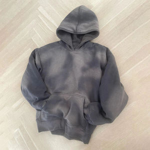 Algodón impreso de alta calidad espacios en blanco liso personalizado Vintage hombres Sun Faded Hoodies venta al por mayor ácido lavado con capucha - Product Image 4