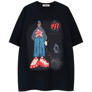 T-shirts pour hommes de haute qualité 100% coton 230G impression enzyme lavage goutte épaule lourd Hiphop surdimensionné personnalisé - Product Image 6