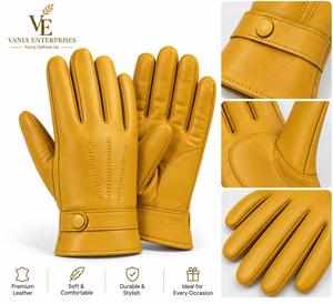 Gants en cuir pour hommes, hiver, extérieur, unis, en peluche épaisse, thermiques, imperméables, doux, en similicuir PU, compatibles écran tactile, détection d'aiguille - Product Image 4